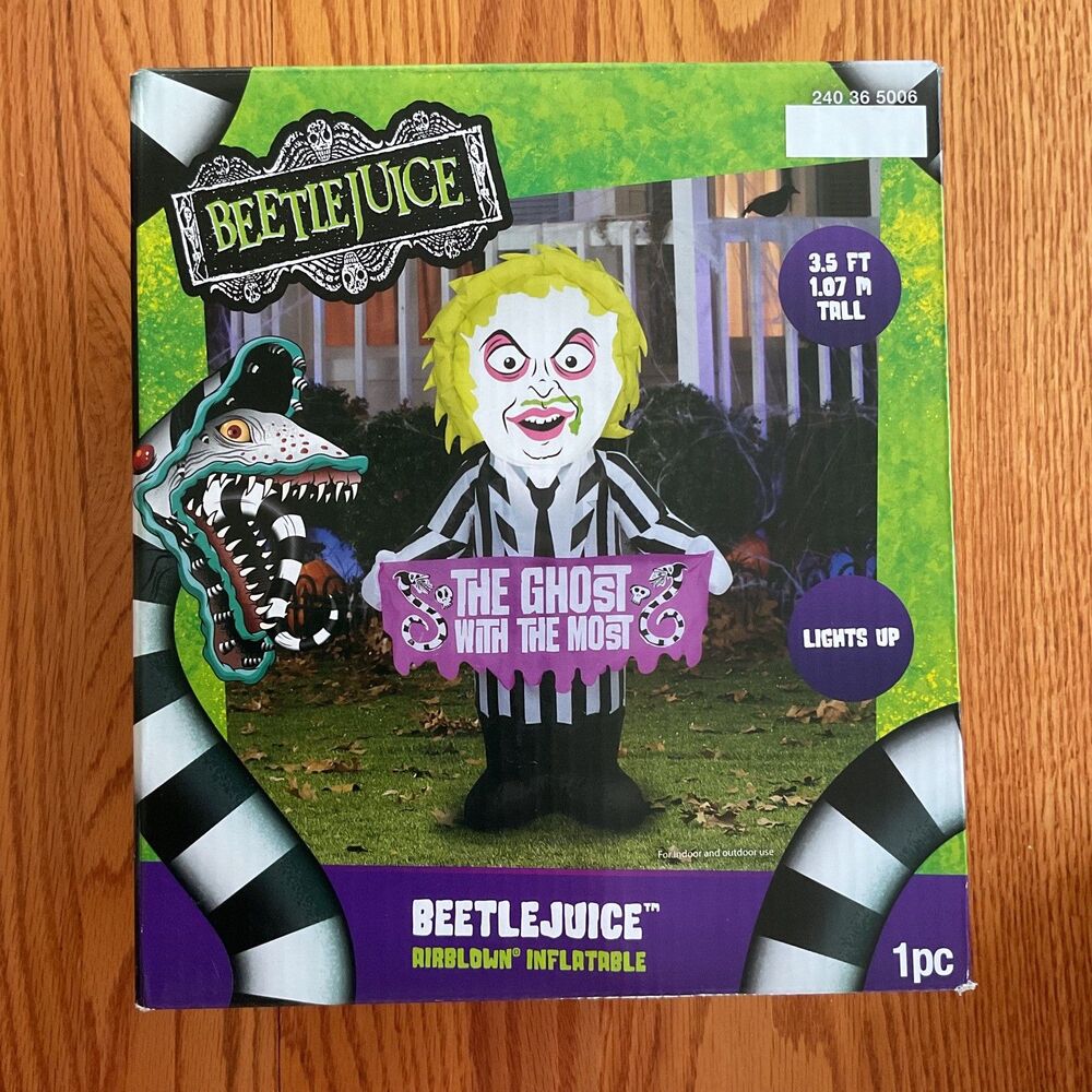 Halloween Airblown Yard Inflatables Beetlejuice & Sign  New 2025